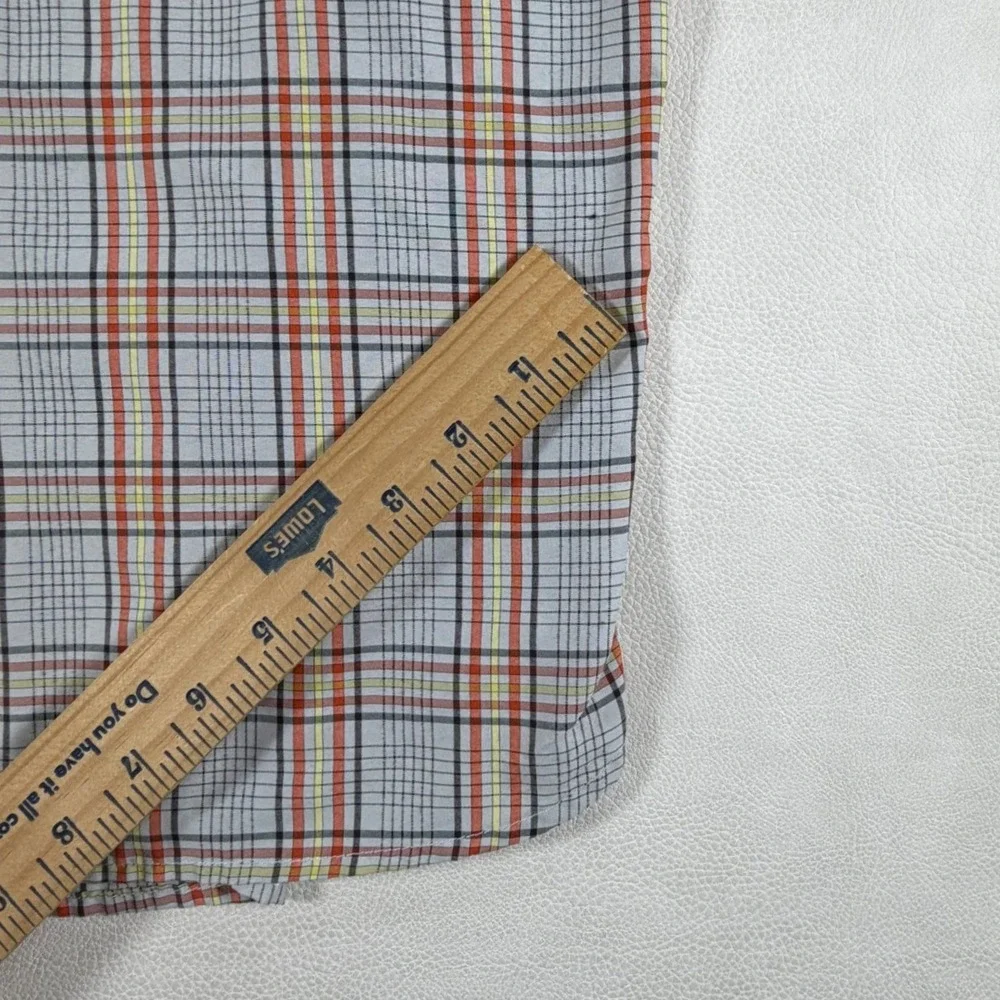 The North Face Mens XXL Short Sleeve Plaid Button Down Hiking Shirt Gray Orange